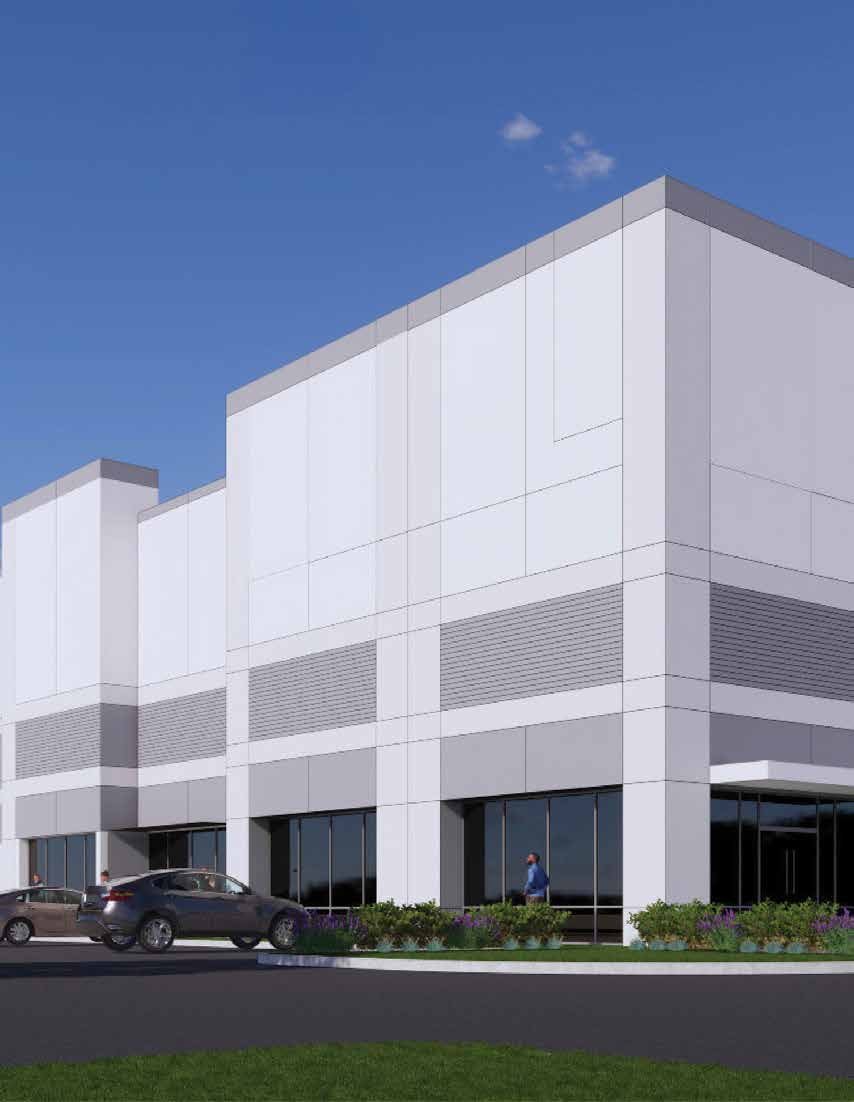 Long Creek Logistics — conceptual building rendering, front corner exterior (not yet constructed)