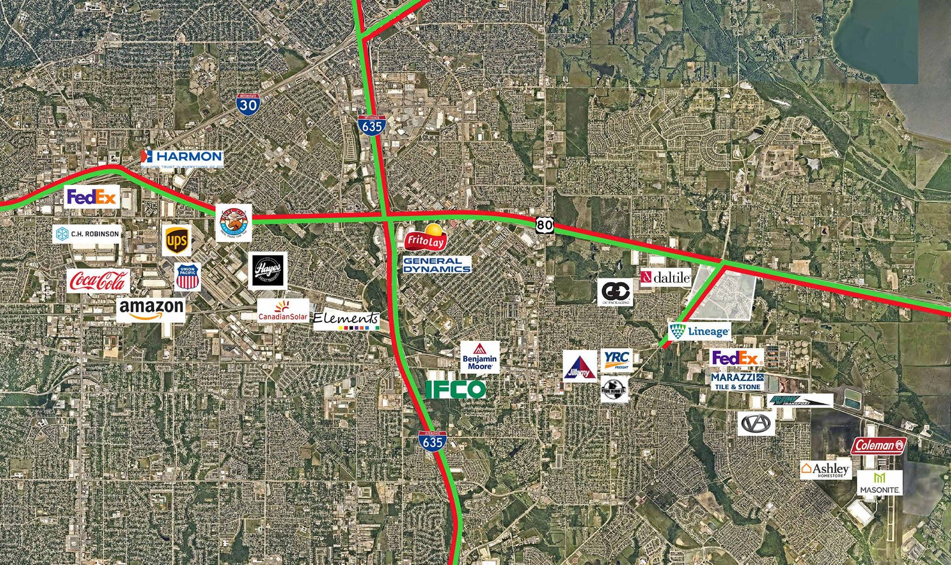 Long Creek Logistics — access map and corporate neighbors
